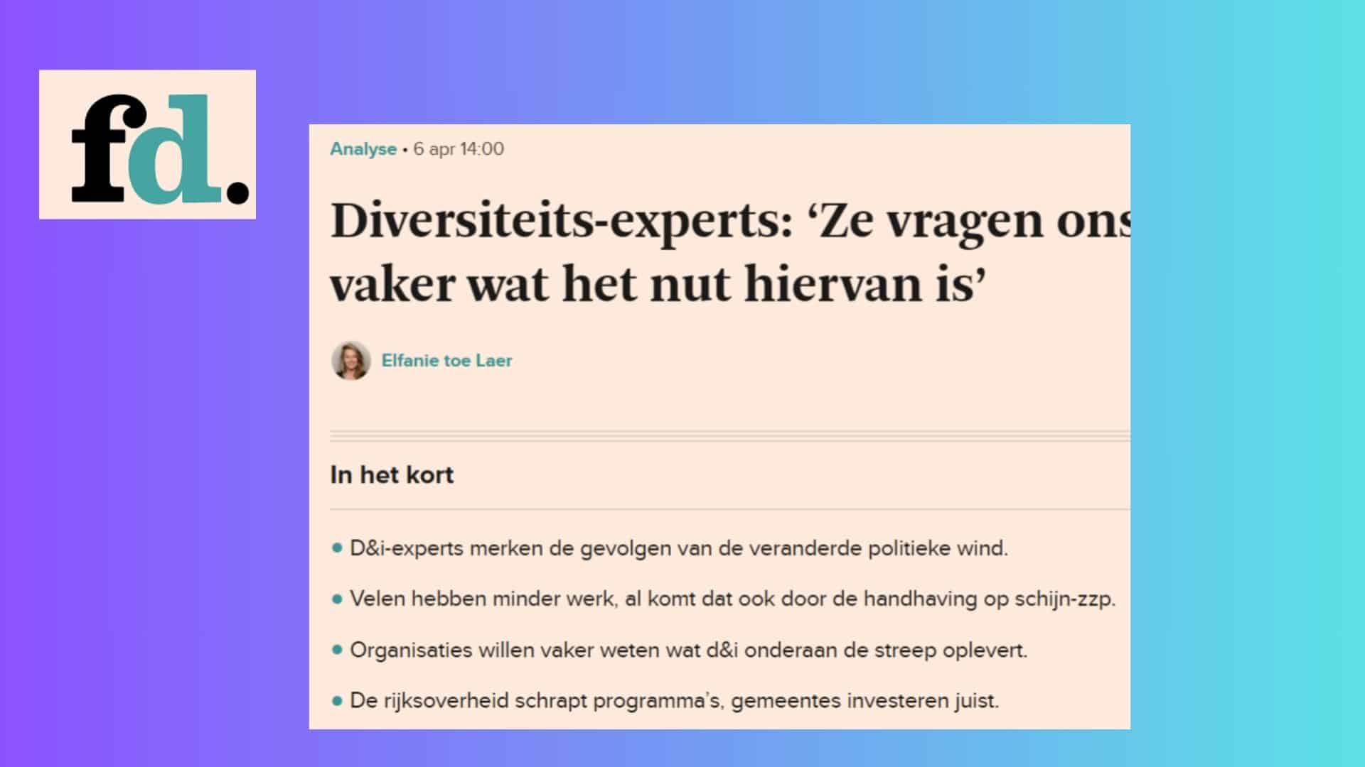 Vivian Acquah in de media in het FD over dilemma’s rond diversiteit en inclusief beleid